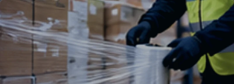 Pallet being secured with stretch film